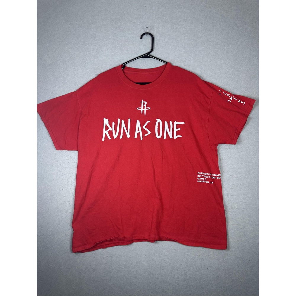 Houston Rockets Shirt Mens XL NBA Basketball Run As One Travis Scott Cactus Jack